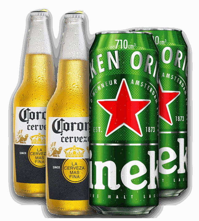 Packs Cervezas Corona y Heineken 710ml